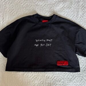Women’s Black Organic Cotton Cropped CHNGE Tee
